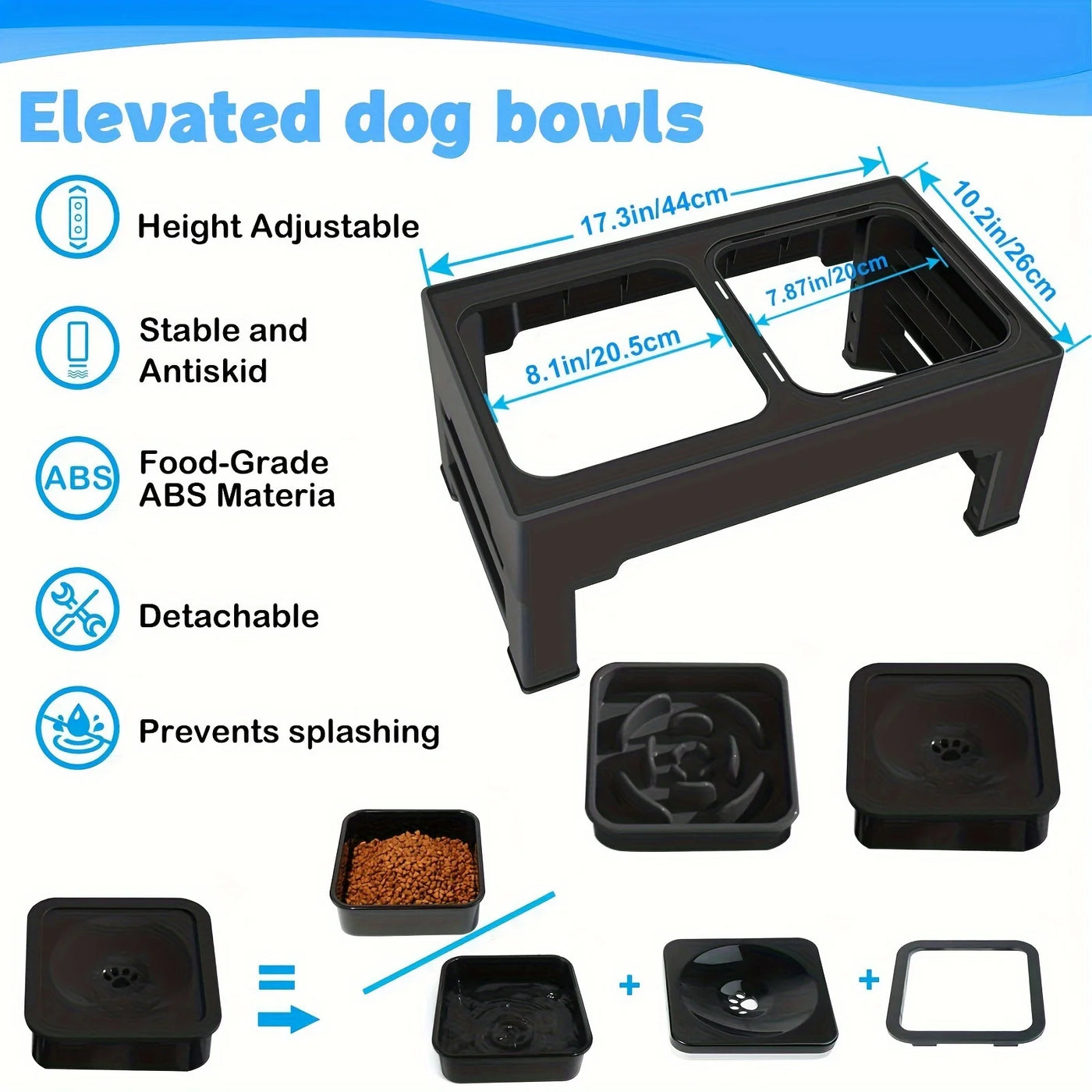 Pets Bowls Dog Double Bowls Stainless Stand Adjustable Height Pet Feeding Dish Bowl Big Dog Elevated Food Water Feeders for Dogs