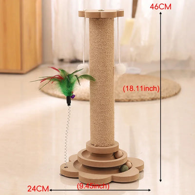 Pet Cat Toy Cat Scratcher Cats Turntable Pet Stick Balls Durable Sisal Scratching Board Cats Grab Column Climbing Frame Supplies