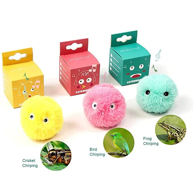 Smart Cat Toys Plush Electric Catnip Training Toy Kitten Touch Sounding Pet Product Squeak Toy Ball