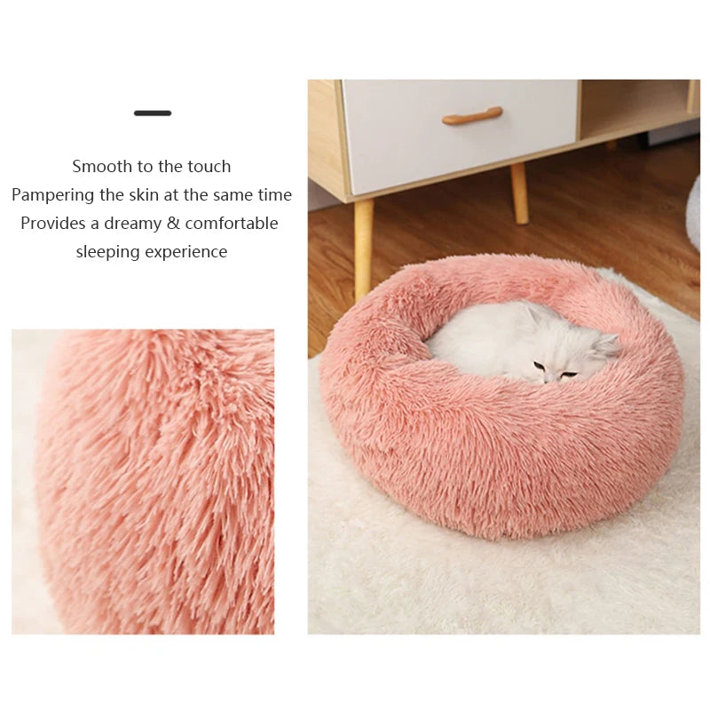 40-70cm Home Plush Pet Nest Super Soft Warm Detachable and Washable Round Pet Bed For Dog and Cat House Winter Warm Sleeping