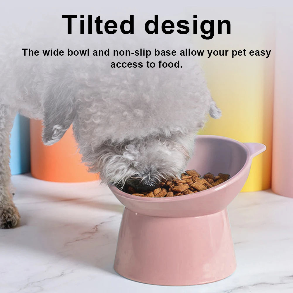 Pet Cat Dog Bowl High Foot Dog Bowl Neck Protector Cat Pet Food Water Bowl Anti-Overturning Binaural Washable Pet Feeding Bowl