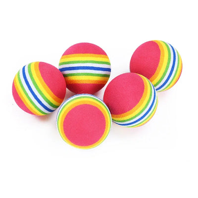 10PCS Rainbow Cat Toys Ball Interactive Cat Dog Play Chewing Rattle Scratch Ball Training Balls Pet Toys Supplies