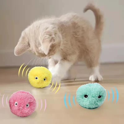 Smart Cat Toys Plush Electric Catnip Training Toy Kitten Touch Sounding Pet Product Squeak Toy Ball