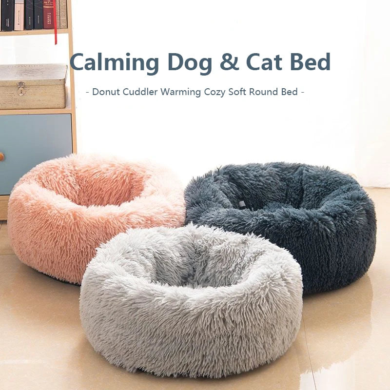 40-70cm Home Plush Pet Nest Super Soft Warm Detachable and Washable Round Pet Bed For Dog and Cat House Winter Warm Sleeping