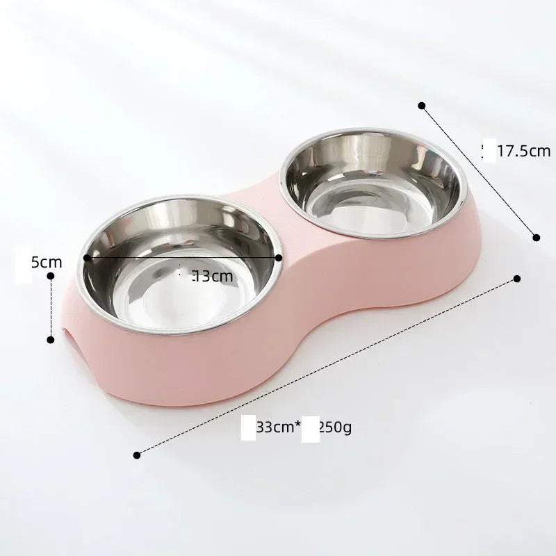 Double Pet Food Bowl Stainless Steel Drinkware Pet Drinking Food Dog Food Puppy Feeding Supplies Kitten Food Water Accessories