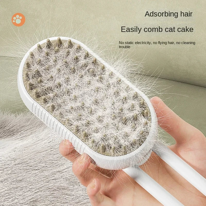 Steamy Dog Brush Electric Spray Cat Hair Brush 3 in1 Dog Steamer Brush for Massage Pet Grooming Removing Tangled and Loose Hair