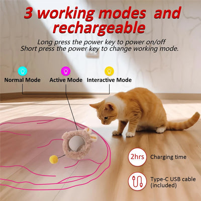 Interactive Cat Toys Ball Fast Rolling in Pouch Hide and Seek Kitten Toy Motion Activated Interactive Cat Toy for Indoor