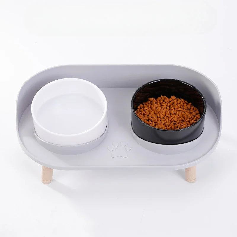 Food Feeders Pet Cat Double Bowls Feeder Adjustable Height Cats Dogs Drinker Water Bowl Dish Elevated Feeding Kitten Supplies