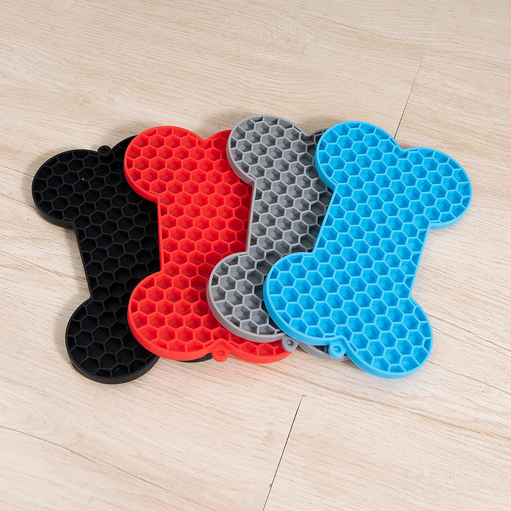 1PC Dog Slow Food Pad Bone Silicone Pet Licking Pad Mat Placemats Pet Supplies