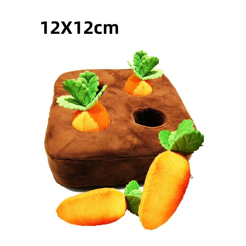 Dog Carrot Plush Toy Interactive Dog Toys Plush Puzzle Toys 2 in 1 Non-Slip Nosework Feed Games for Aggressive Chewers Pet