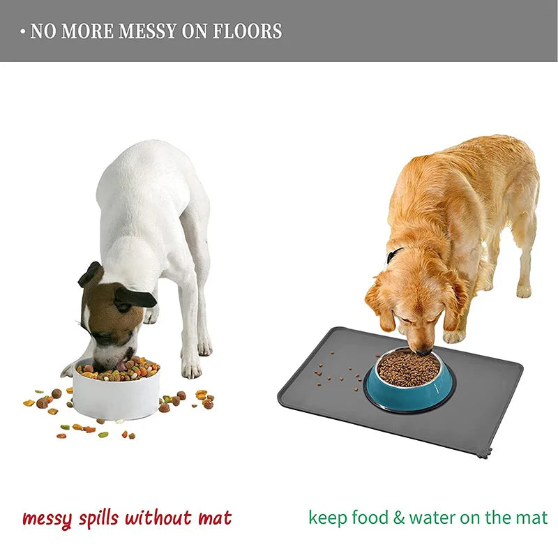 Pet Bowl Food Mat Silicone Dog Cat Feeding Mat Non-Stick Waterproof Pet Food Feeding Pad Pet Feeder Tray Water Cushion Placemat