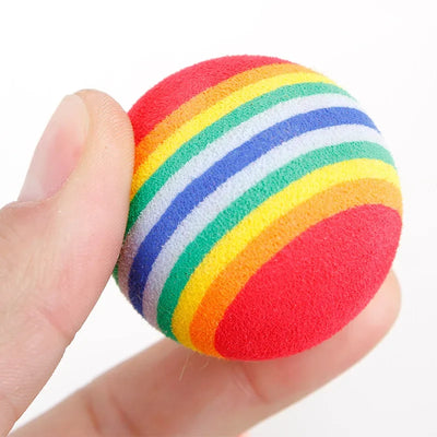 10PCS Rainbow Cat Toys Ball Interactive Cat Dog Play Chewing Rattle Scratch Ball Training Balls Pet Toys Supplies