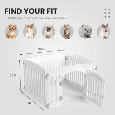 g Dog Playpen 6-Panel 24"" | Safe & Secure Indoor/Outdoor Pet Fence | Folding & Portable | 35 X 35 X 24In, Ideal For Small